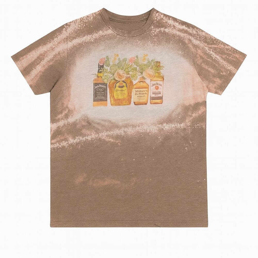 3/$20 Bundle 🌈Next Level Bleached Bourbon Graphic Tee Floral Bottles T-Shirt XL